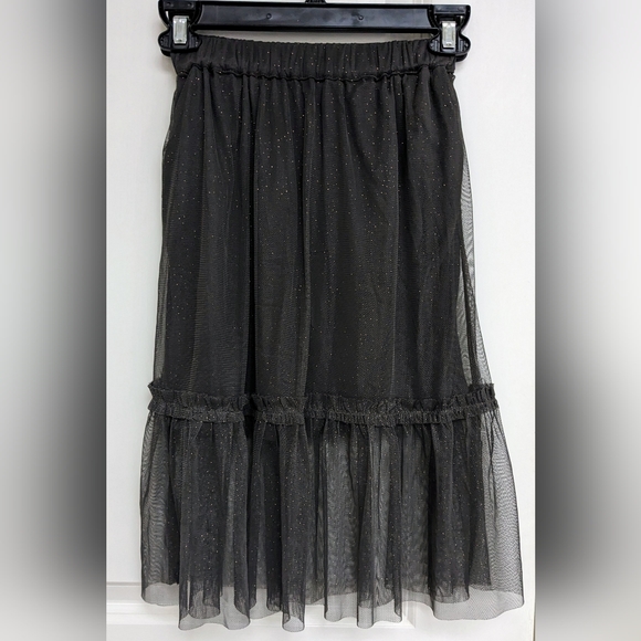 NWOT Mango Long Tulle Skirt with Metallic Gold Speckles Throughout - size L - Picture 1 of 4